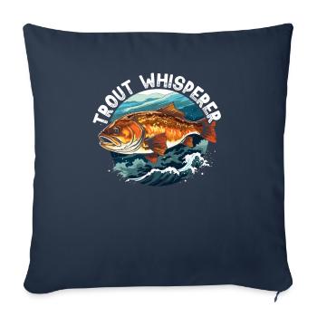 Truite mouchetée Poisson Pêcheur Pêcheur Pêcheur - Housse de coussin décorative 45 x 45 cm - bleu marine - Devant