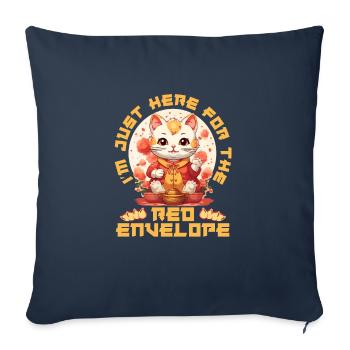 Chat porte-bonheur du Nouvel An chinois juste ici pour le - Housse de coussin décorative 45 x 45 cm - bleu marine - Devant