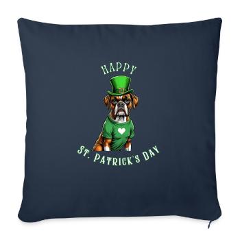 Boxer chien Saint-Patrick je chapeau vert irlandais St - Housse de coussin décorative 45 x 45 cm - bleu marine - Devant
