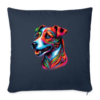 Chien Jack Russell Terrier - Housse de coussin décorative 45 x 45 cm - bleu marine - Devant