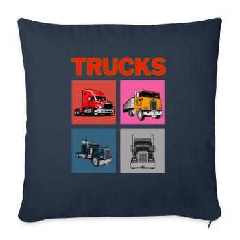 Camions - Housse de coussin décorative 45 x 45 cm - bleu marine - Devant