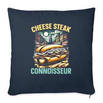 Steak au fromage Amateur de nourriture American Sandwhich Foodie - Housse de coussin décorative 45 x 45 cm - bleu marine - Devant