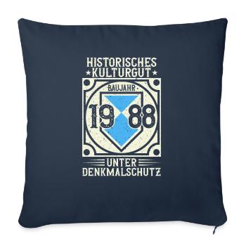 Construit en 1988 Né, Né en 1988 - Housse de coussin décorative 45 x 45 cm - bleu marine - Devant