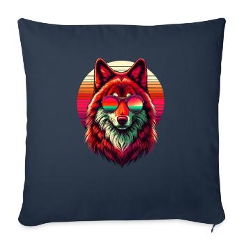 Retro Sunset Sonnenbrille Roter Wolf Wölfe - Sofakissenbezug 45 x 45 cm - Navy - Vorne