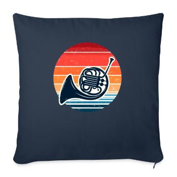 Cor français musique fanfare cuivres corniste - Housse de coussin décorative 45 x 45 cm - bleu marine - Devant