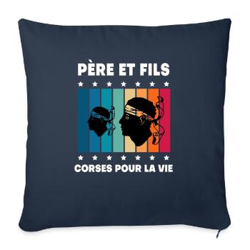 Father and son vintage Corsican dad - Sofa pillowcase 17,3'' x 17,3'' (45 x 45 cm) - navy - Front