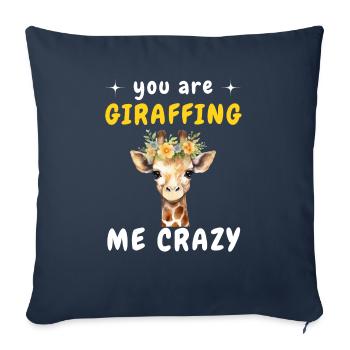 Girafe Tu me girafes FOU - Housse de coussin décorative 45 x 45 cm - bleu marine - Devant