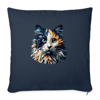 Polygon Art Balinese Cat Longhaired Siamese - Sofa pillowcase 17,3'' x 17,3'' (45 x 45 cm) - navy - Front