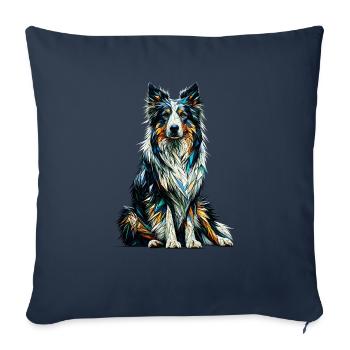 Polygon Art Border Collie Border Collies - Sofa pillowcase 17,3'' x 17,3'' (45 x 45 cm) - navy - Front