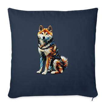 Polygon Art Japanese Shiba Inu - Sofa pillowcase 17,3'' x 17,3'' (45 x 45 cm) - navy - Front