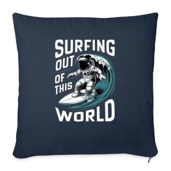 surfer hors de ce monde - humour - Housse de coussin décorative 45 x 45 cm - bleu marine - Devant
