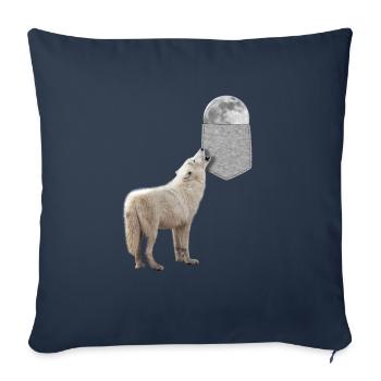 Loup hurlant à la lune dans votre fausse poche drôle - Housse de coussin décorative 45 x 45 cm - bleu marine - Devant