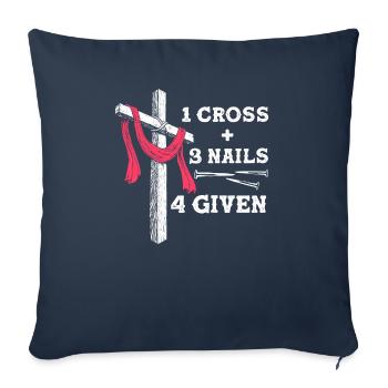 Foi chrétienne - 1 Croix 3 Clous 4 Message donné - Housse de coussin décorative 45 x 45 cm - bleu marine - Devant