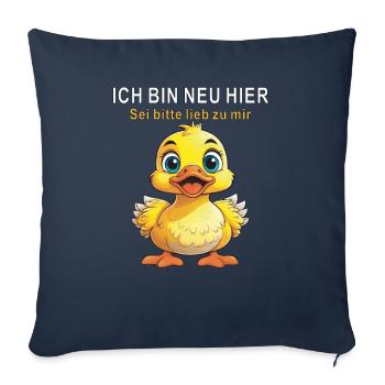 JE SUIS NOUVEAU ICI, SOYEZ GENTIL - Housse de coussin décorative 45 x 45 cm - bleu marine - Devant