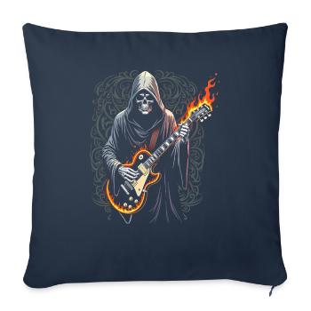 Grim Reaper avec guitare - Style Rock - Housse de coussin décorative 45 x 45 cm - bleu marine - Devant