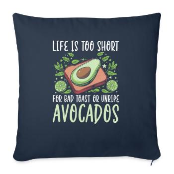 Toast à l’avocat Amateur de nourriture végétarienne Guacamole - Housse de coussin décorative 45 x 45 cm - bleu marine - Devant