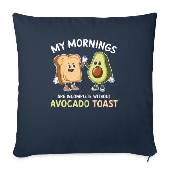 Toast à l’avocat Amateur de nourriture végétarienne Guacamole - Housse de coussin décorative 45 x 45 cm - bleu marine - Devant