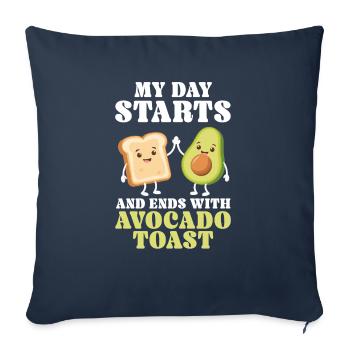 Toast à l’avocat Amateur de nourriture végétarienne Guacamole - Housse de coussin décorative 45 x 45 cm - bleu marine - Devant