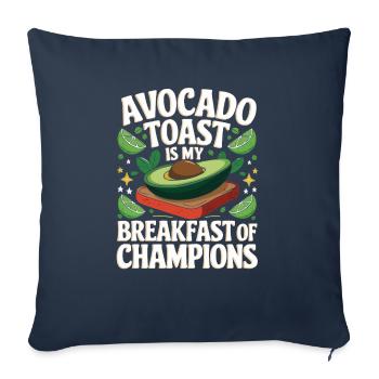 Toast à l’avocat Amateur de nourriture végétarienne Guacamole - Housse de coussin décorative 45 x 45 cm - bleu marine - Devant