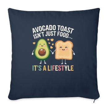 Toast à l’avocat Amateur de nourriture végétarienne Guacamole - Housse de coussin décorative 45 x 45 cm - bleu marine - Devant