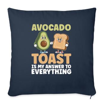 Toast à l’avocat Amateur de nourriture végétarienne Guacamole - Housse de coussin décorative 45 x 45 cm - bleu marine - Devant