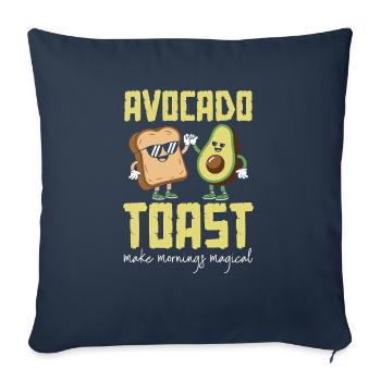 Toast à l’avocat Amateur de nourriture végétarienne Guacamole - Housse de coussin décorative 45 x 45 cm - bleu marine - Devant