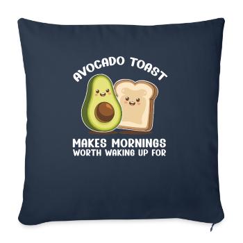 Toast à l’avocat Amateur de nourriture végétarienne Guacamole - Housse de coussin décorative 45 x 45 cm - bleu marine - Devant