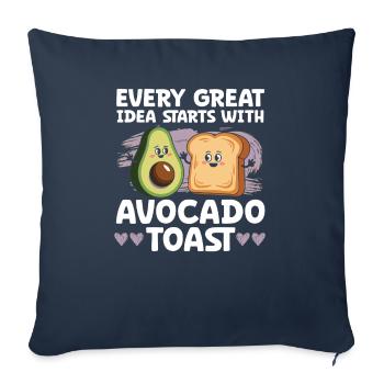 Toast à l’avocat Amateur de nourriture végétarienne Guacamole - Housse de coussin décorative 45 x 45 cm - bleu marine - Devant