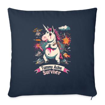 Funny Unicorn Meme Stomach Ache - Sofa pillowcase 17,3'' x 17,3'' (45 x 45 cm) - navy - Front