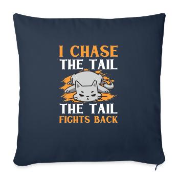 Chat Gras Gros Chat Humour Mème - Housse de coussin décorative 45 x 45 cm - bleu marine - Devant