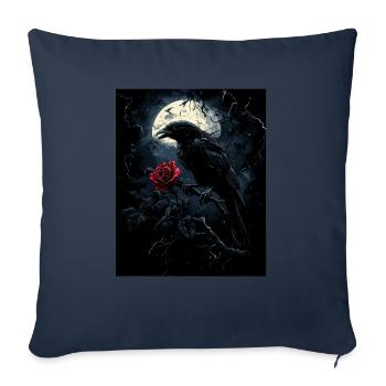 Raven Rose Moon Gloomy Gothic Black Crow - Sofa pillowcase 17,3'' x 17,3'' (45 x 45 cm) - navy - Front