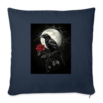 Raven Rose Moon Gloomy Gothic Black Crow - Sofa pillowcase 17,3'' x 17,3'' (45 x 45 cm) - navy - Front