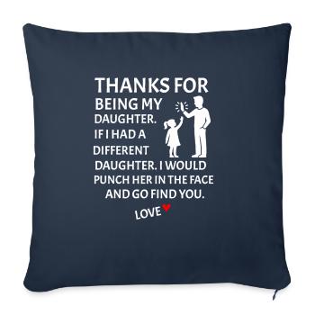 Merci d’être ma fille, père-fille - Housse de coussin décorative 45 x 45 cm - bleu marine - Devant