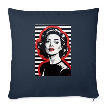 Stylish Retro Portrait with Striped Pattern - Sofa pillowcase 17,3'' x 17,3'' (45 x 45 cm) - navy - Front