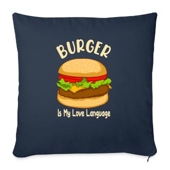 Le burger est mon langage d’amour - Food Design - Housse de coussin décorative 45 x 45 cm - bleu marine - Devant