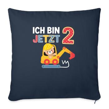 Ich bin jetzt 2 Bagger Bär 2. Geburtstag - Sofakissenbezug 45 x 45 cm - Navy - Vorne