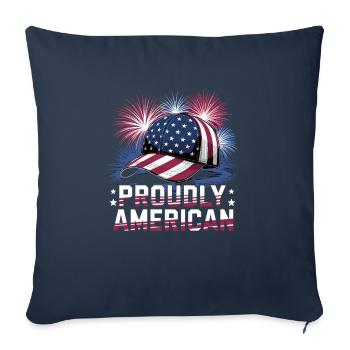 Casquette fièrement américaine avec feu d’artifice - Housse de coussin décorative 45 x 45 cm - bleu marine - Devant