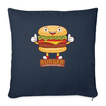 Mignon burger dessin animé art - Housse de coussin décorative 45 x 45 cm - bleu marine - Devant