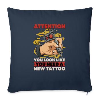 Tatoueur Attention Vous Ressemblez à l’Art du Tatouage - Housse de coussin décorative 45 x 45 cm - bleu marine - Devant
