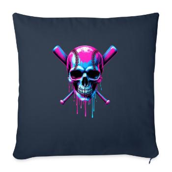 Baseball Skull Batte de Baseball - Housse de coussin décorative 45 x 45 cm - bleu marine - Devant