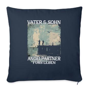 Père et fils en tant que partenaires de pêche - Housse de coussin décorative 45 x 45 cm - bleu marine - Devant