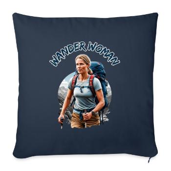 Wander Woman - Randonnée Alpinisme Femme - Housse de coussin décorative 45 x 45 cm - bleu marine - Devant