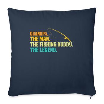 Pêche Papi pêche pêche papi pêche cadeau grand-père - Housse de coussin décorative 45 x 45 cm - bleu marine - Devant