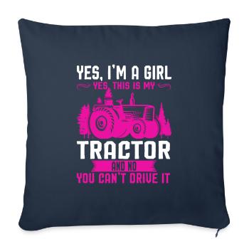 Tracteur Fille Tracteurs Farm Gift - Housse de coussin décorative 45 x 45 cm - bleu marine - Devant