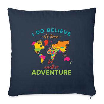 Voyage d'aventure - Housse de coussin décorative 45 x 45 cm - bleu marine - Devant