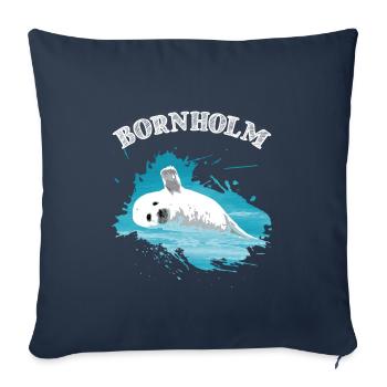 Bornholm Ostsee Insel Urlaub Robbe Seehund im Meer - Sofakissenbezug 45 x 45 cm - Navy - Vorne