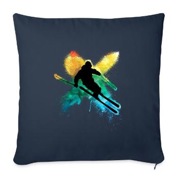 Bunter freestyle ski im Tiefschnee Winterurlaub - Sofakissenbezug 45 x 45 cm - Navy - Vorne