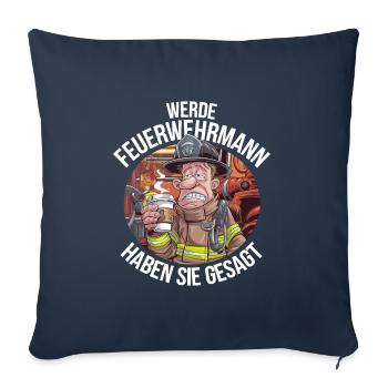 Devenez pompier vous avez dit drôle - Housse de coussin décorative 45 x 45 cm - bleu marine - Devant