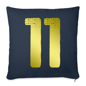 11 Maillot numéro - Housse de coussin décorative 45 x 45 cm - bleu marine - Devant