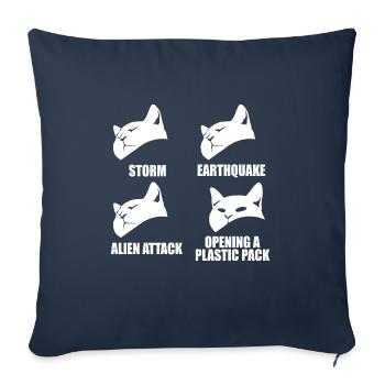 Chat - perception sélective - dire - Housse de coussin décorative 45 x 45 cm - bleu marine - Devant